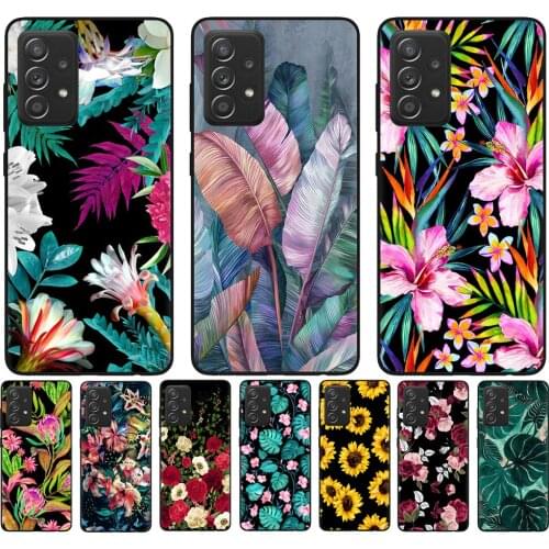 For Samsung A52 Case Soft Silicone Phone Case For Samsung A32 A02 A12 A42 Case On Samsung A72 Back Cover Coque Flower leaves
