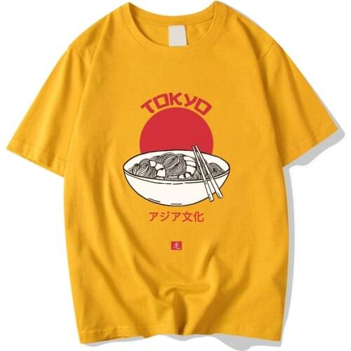 Japanes Noodles Culture Printprints Mens T Shirt Anime Crewneck T-Shirts Hip Hop Big-Size Clothing Street Cool Men T Shirts