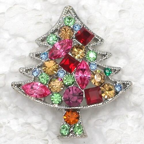 Colorful Rhinestone Christmas tree Pin brooches C439 E