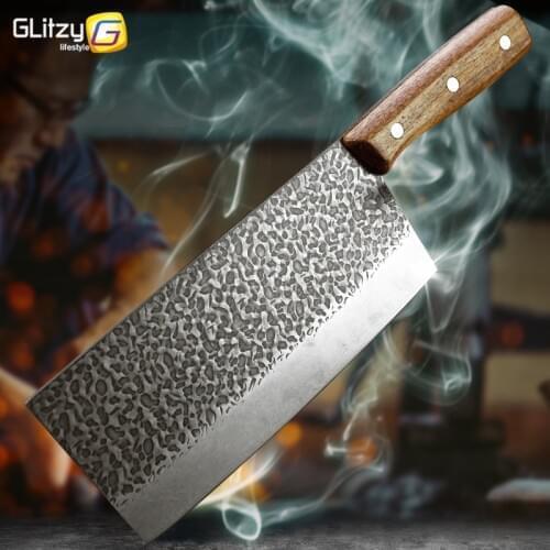 Kitchen Cleaver Knife 7 Inch Chef Chopper 7CR17 German Stainless Steel Knife Forged Meat Full Tang Chinese Santoku Butcher Tool