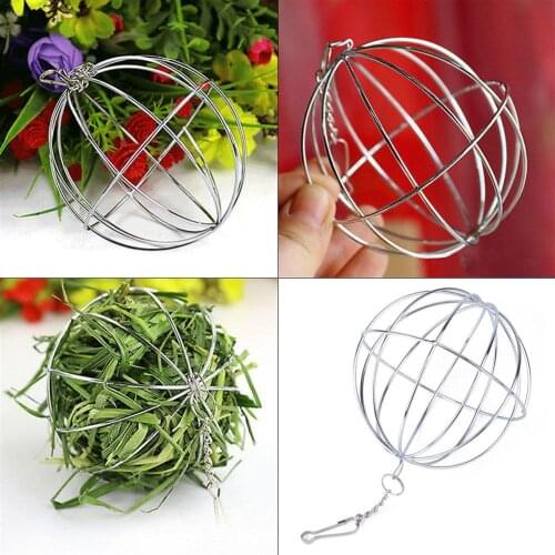 Hot!Stainless Steel Electroplated Round Sphere Grass Collecting Ball for Feeding Chinchilla Rabbit Guinea Pig and Other Pets