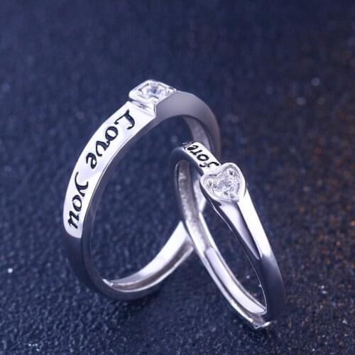 Fashion Woman Ring Wedding Couple Rings 100% Real 925 Sterling Silver Rings Love Zircon Ring Jewelry Lover Anniversary Gift