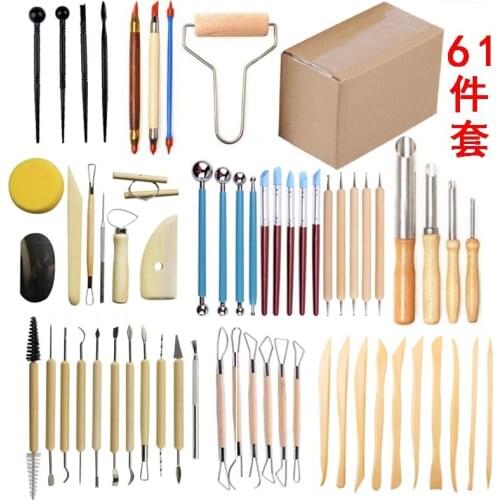 61 Pcs Sets Clay Tools Combinations Sets Diy Clay Pottery Sculpture Tools Soft Clay Carving Embossing Pottery & Ceramics Tools