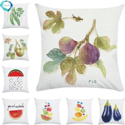 Cartoon Fruit Vegetable Print Cushion Cover Sofa Polyester Pillow Cover Decorative Pillowcase For Home Chair Decor 45X45CM