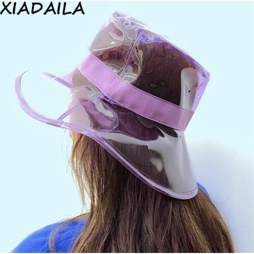 New Hip hop hat Bucket Hat Caps Women High Street Summer Beach Hat PVC Transparent Sun Visor Waterproof Rain Hat For Men Ladies