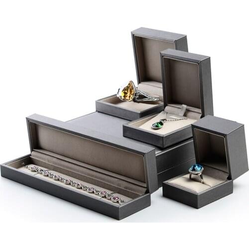 Oirlv Premium Silver Gray PU Plush leather Jewelry Case for Ring Pendant Bracelet Bangle Necklace Display Packaging Organizer