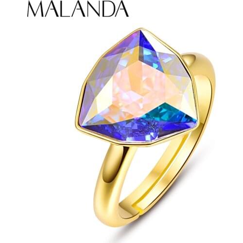 Luxury Crystals From SWAROVSKI Open Rings For Women New Fashion Elegant Rings Wedding Party Jewelry Accessories Girls Mom Gift