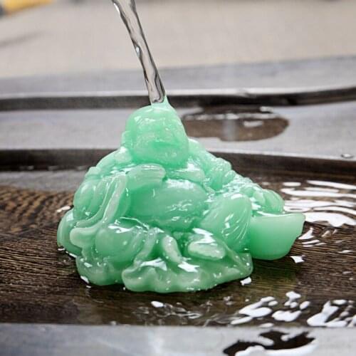 Resin Handicraft Color Change Tea Pet Jade Buddha Good Luck Fortune Delicate Craft Smiling Face Millefer Decoration Ornaments