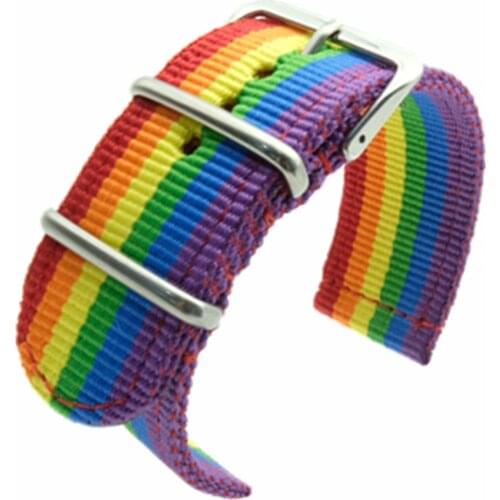 New 18 20 22 24 mm Cambo Rainbow Nato Woven Fiber watchband 20mm Nylon Watch Bracelet Strap Wristwatch Band Buckle Canvas fabric