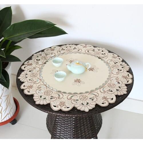 European Pastoral Embroidery Round Tablecloth Hollow Balcony Small Table Cloth Air Conditioning TV Multi-purpose Cover Towel