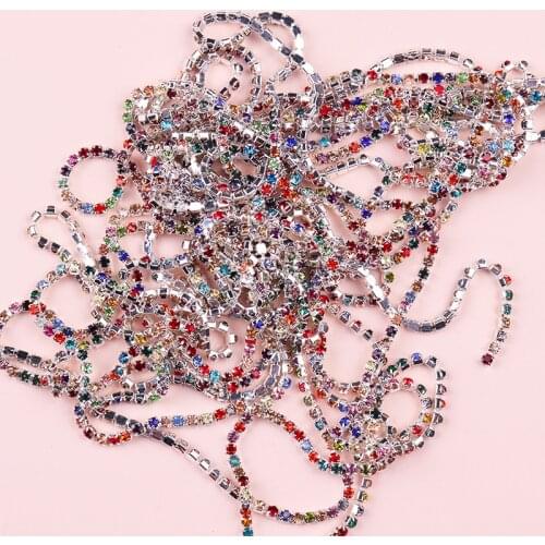 SS6-SS12 Pure/Mixed Color Rhinestone Chain Apparel Sewing Glass Rhinestone Cup Chain Shiny Crystal Diamonds For Dress Decor