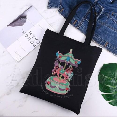 Melanie Martinez Tote Bag Unisex Canvas Bags Shopping Bags Printed Casual Shoulder Bag Foldable Black