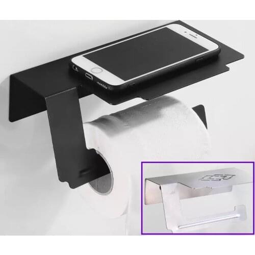 SUS304 Toilet Roll Paper Holder Stainless Steel Bathroom Wall Mounted Mobile Phone Rack Paper Towel Holder Storage Shelf