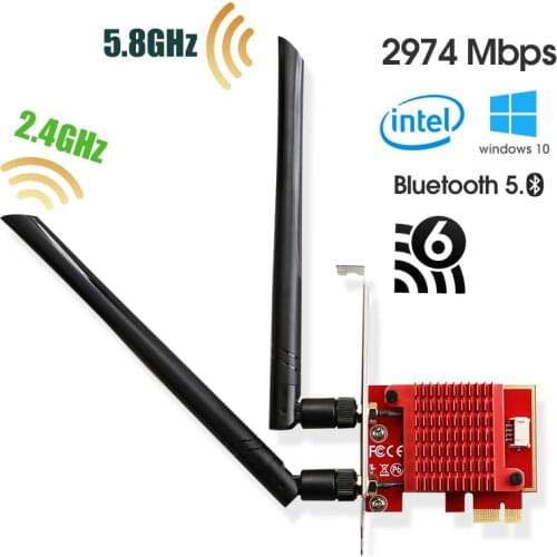 Intel Ax200 WiFi Adapter 5 ghz Wi-Fi Adapter ax200ngw Wi Fi Dongle 5ghz Bluetooth Network WiFi 6 card Pci Express Antenna For PC