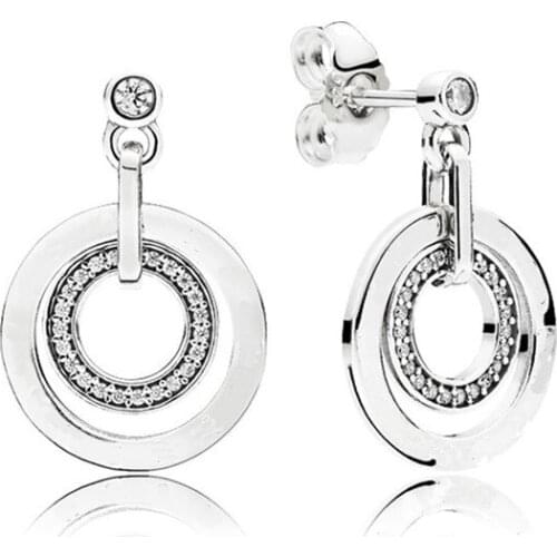 Clear CZ Circles Earrings for Women 925 Sterling summer Jewelry Women Earrings Fashion Long 2020 Earrings Girl Jewelry