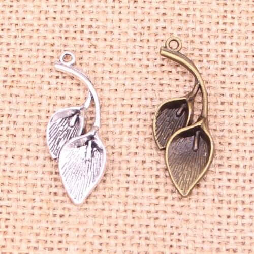 10pcs Antique Silver Plated leaf branch Charms Pendants Fit Jewelry Making Findings Accessories 40*14mm