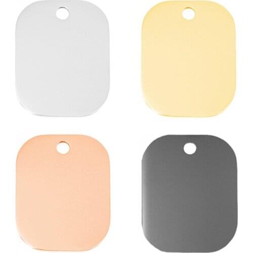 100pcs Round Corner Square Charm Blank Pendant 20x25mm Stainless Steel Both Sides Mirror Polished Good Quality Wholesale Price