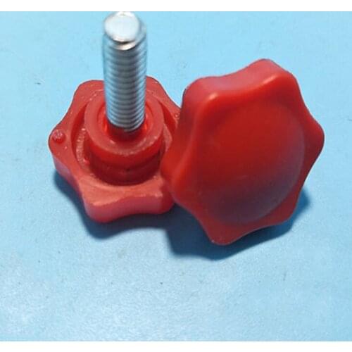 2pcs M8 Stainless steel red Seven stars screw plum plastic head hand screws adjustable handle 10~25mm length diameter 40mm