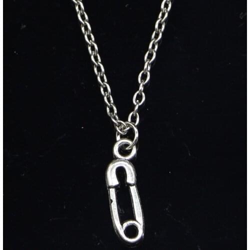 20pcs New Fashion Necklace 19x6mm safety pin baby diaper Pendants Short Long Women Men Colar Gift Jewelry Choker