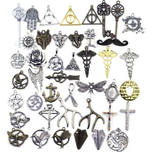 50g Random Pendants Birds Plane Elephant Key Sun Rose Mixed Color Size For Charms Bracelets Necklaces Jewelry DIY Accessories