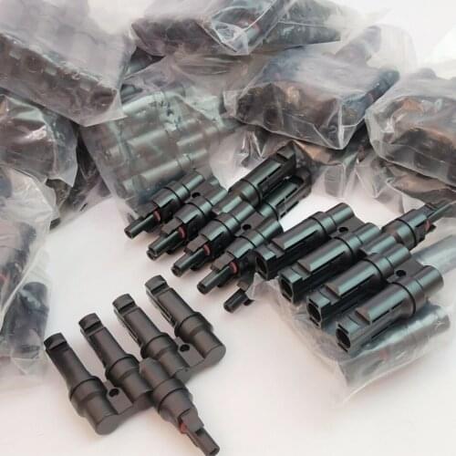 50 Pairs/Lot 4 in 1 T Branch 4T type solar Connector factory TUV IP67 PV solar Connectors Used For Solar Cable 2.5/4/6 mm