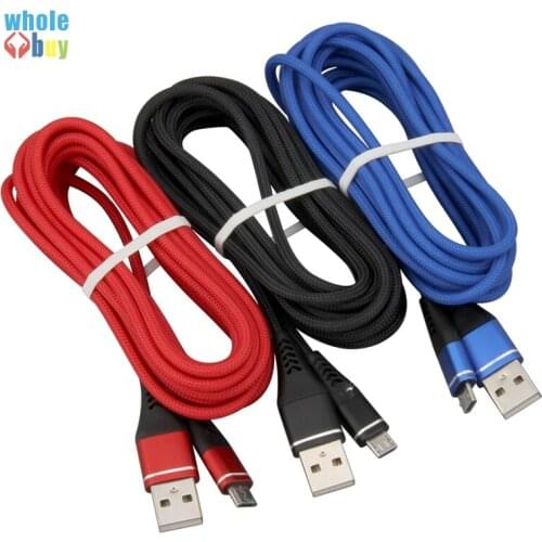 500pcs/lot USB Cable Micro USB Type C 8pin Charger Cable for IPhone Xiaomi HTC Charging Cable New Fishing Yarn Nylon Woven Cable