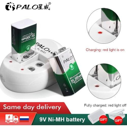 PALO 9V 300mAh NI-MH Battery + Rechargeable battery 9v ni mh for Multimeter Microphone Toy Remote Control KTV Use