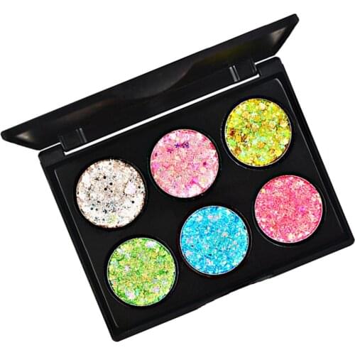 Glitter Eyeshadow Palette 6 Colors Sparkling Long Lasting Eye Shadow Powder