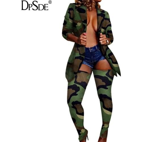 DPSDE Autumn Camouflage Women Top Full Sleeve Green Casual Long Show Thin Coat 2020 Tuan Down Collar streetwear Green Outwear