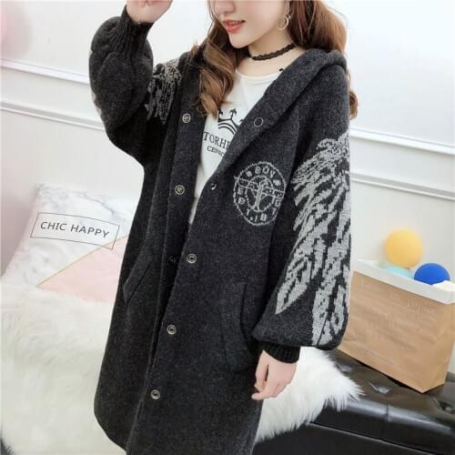 Europe Station Autumn And Winter New Pattern Suit-dress Fashion Outside The Ride Long Sweater Cardigan Loose Coat Woman