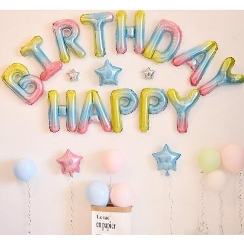 13Pcs/Lot Background Happy Birthday Balloons RoseGold Letter Foil Balloons Birthday Party Decorations Globos Balony Anniversaire