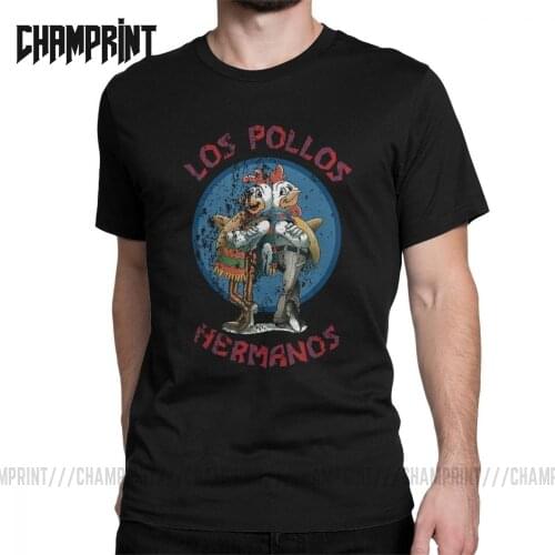 Los Pollos Hermanos T Shirts Men Pure Cotton Novelty T-Shirt Crewneck Gus Fring Breaking Bad Walter White Tees Clothes Summer