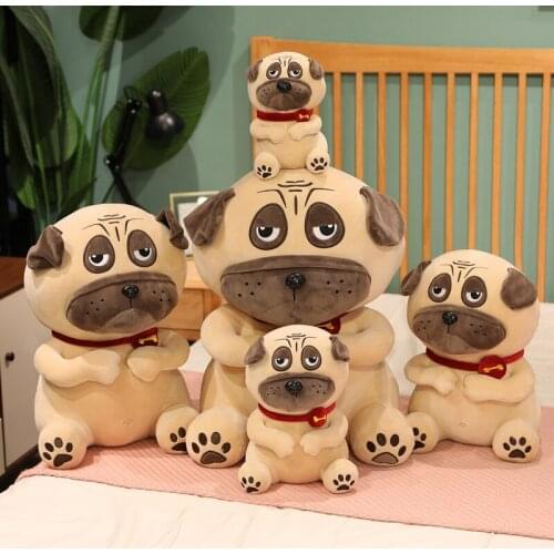 23-53CM Simulation Dog Plush Toys Soft Stuffed Lifelike Animal Shar Pei Pug Doll Sleep Pillow For Children Baby Birthday Gifts