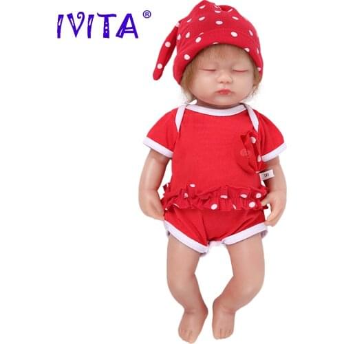 IVITA WG1509RH 38cm 1.8kg Full Body Silicone Reborn Doll Eyes Closed Sleeping Realistic Baby Toys for Children Christmas Gift