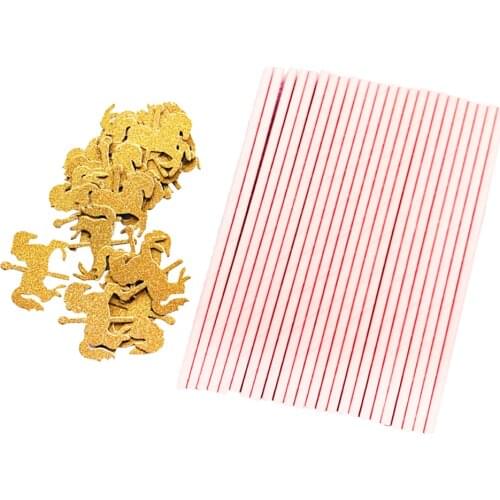 MagiDeal 25x Glitter Gold Unicorn Paper Straws Disposable for Kids Birthday Party Aniversary Holiday DIY Decorations -Pink