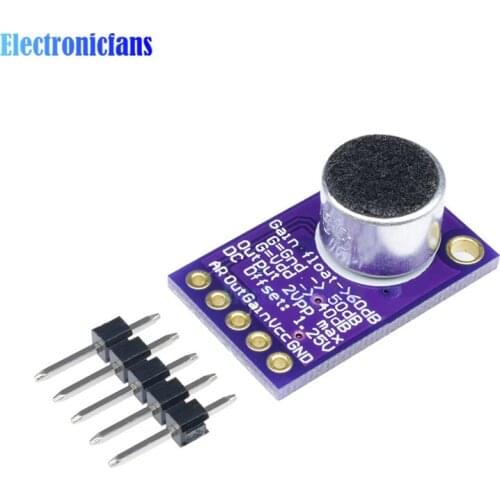 MAX9814 Microphone AGC Amplifier Board Module Auto Gain Control Programmable Attack and Release Ratio CMA-4544PF-W for Arduino
