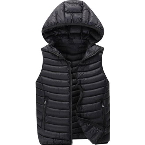 Mens Warm Sleeveless Vest Men Cotton Hooded Jacket 2019 Winter Male Zipper Waistcoat for Autumn Male Gilet Homme New Brand C200