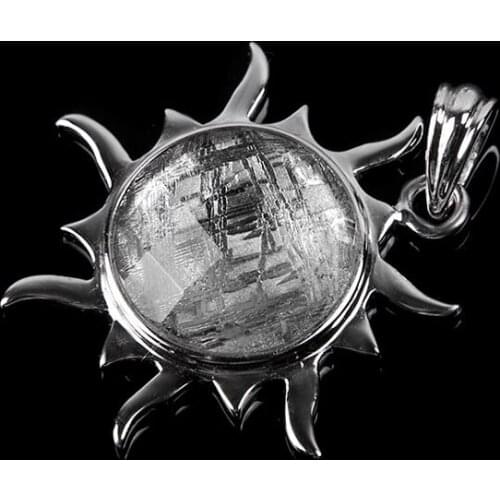 Genuine Natural Gibeon Meteorite Love Stone Women Man Charm Sun Shape Pendant 29mm