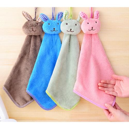 Cute Baby Nursery Rabbit Hand Towel Toddler Soft Plush Cartoon Animal Wipe Hanging Bathing Towel For Children Bathroom 5 Colors