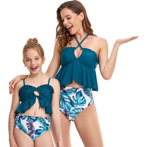 Family Matching Swimwear Mother And Daughter Bikini Bathing Suit Brachwear Swimming Outfits Kids Seperate Women Girl Swimsuit