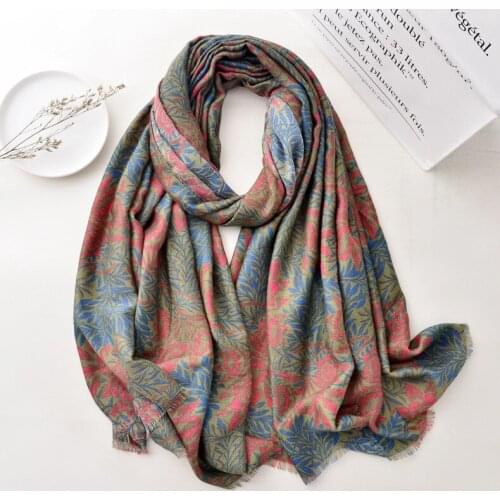 2020 New Lady Long Cotton Big Flower Print Fringe Scarf Shawls Soft Warm Floral Wrap Scarves Hijab 2 Color Free Shipping