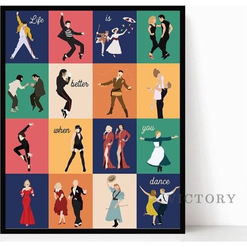 Dance Poster Modern Pulp Fiction Pop Culture Abstract Minimalist Canvas Painting Classic Movie Wall Art Print Picture Home Decor