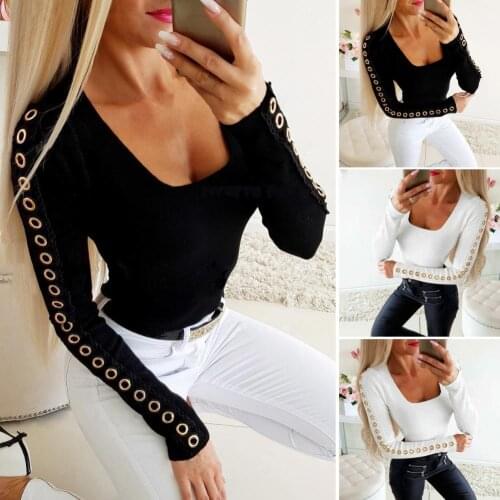 2020 Spring Autumn Fashion Elegant Women Solid Color Hollow Long Sleeve Low Cut Square Neck Pullover Shirt Blouse for women