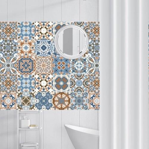 Retro Vintage Tiles Stickers Bathroom Kitchen Washable Waterproof PVC Wall Stickers Home Decor Art Wall Decals 20x100cm