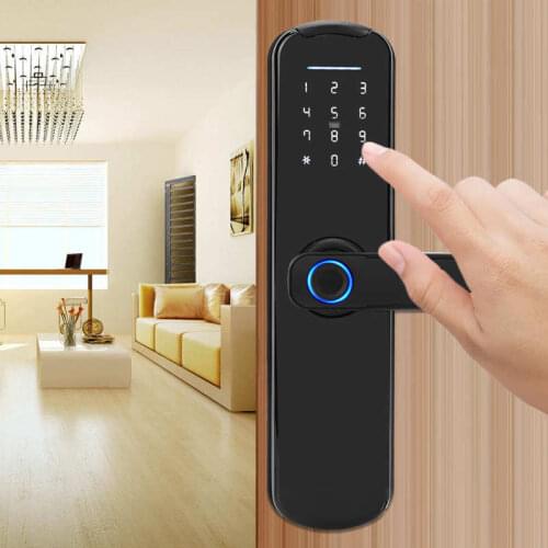 WiFi Door Lock Fingerprint Password IC Card Unlock with 2 Mechanical Keys APP Remotely Support for Tuya WiFi Door Lock