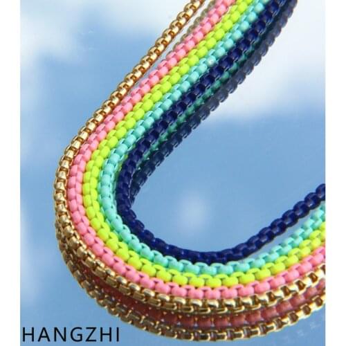 INES New Neon Color Spray Paint Bare Chain Whip Chain Choker Clavicle Necklace for Women Men Party Fashion Jewelry HANGZHI 2021