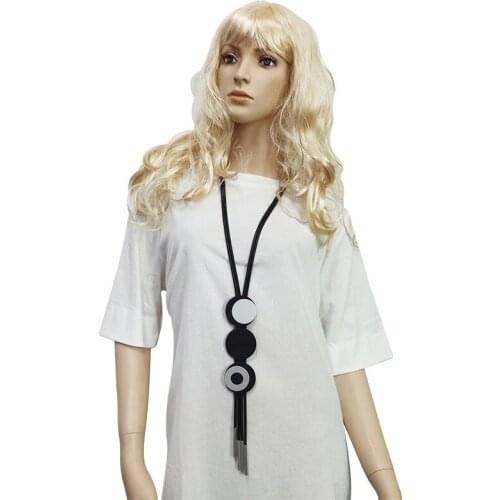 YD&YDBZ Handmade Round Button Leather Pendant Jewelry Necklaces Women Punk Style Rubber Black Rope Necklace Night Party Choker