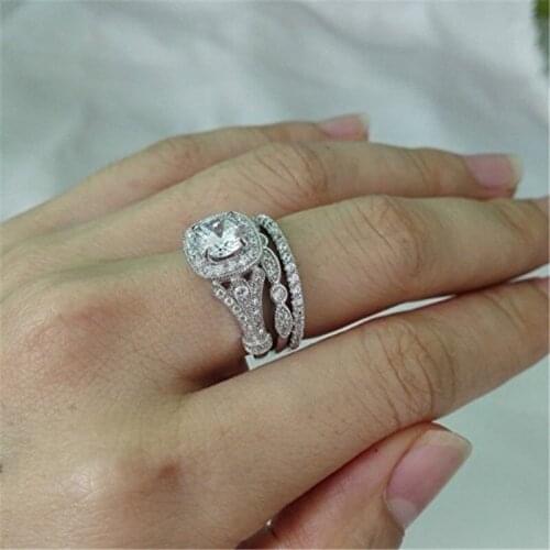 Hot Sale Romantic Full Cubic Zirconia Ring Wedding Jewelry for Women Silver Plated Rings Accessories Gifts High Quality