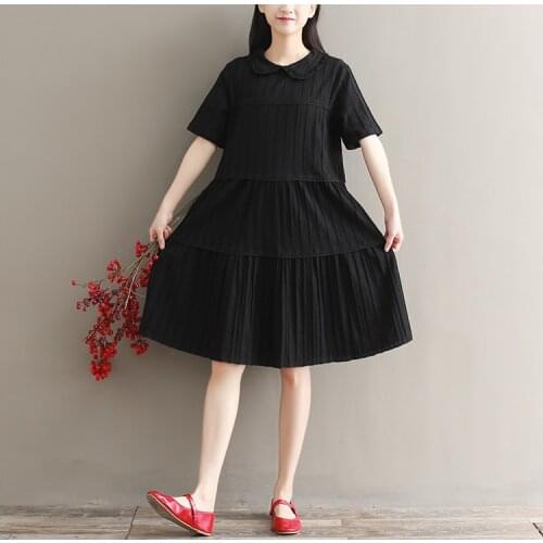 2019 new design summer elegant vintage dress plus size pleated dress for women