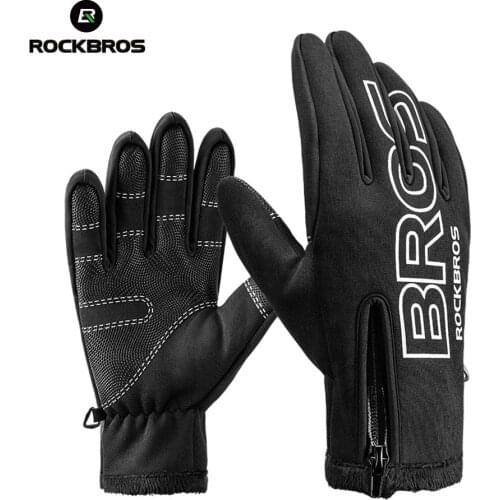 ROCKBROS Winter Fleece Thermal Warm Bike Sport Gloves Motorcycle Cycling Bicycle Gloves Full Finger Phone Screen Touch Gloves